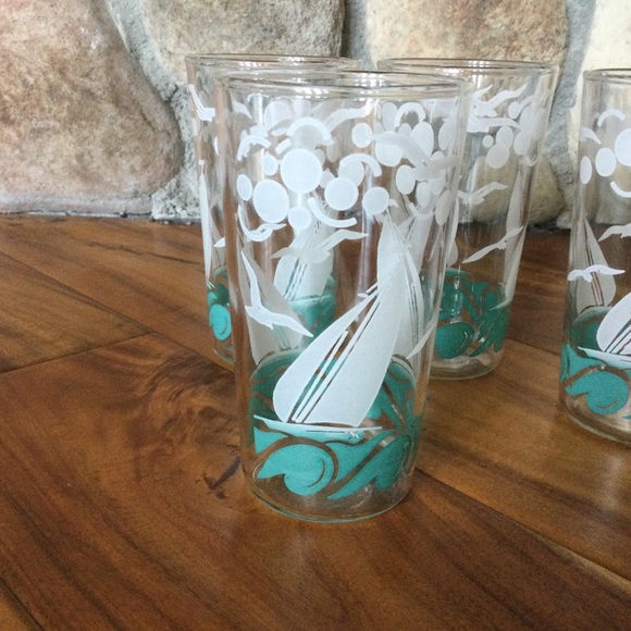 ✔️ Vintage Hazel Atlas Sailing Drinking Glasses Set of 4 - Picture 2 of 4